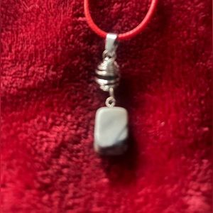 Hand Crafted Gray Quartz Diffuser on Red Cord Handmade Necklace Hand Made